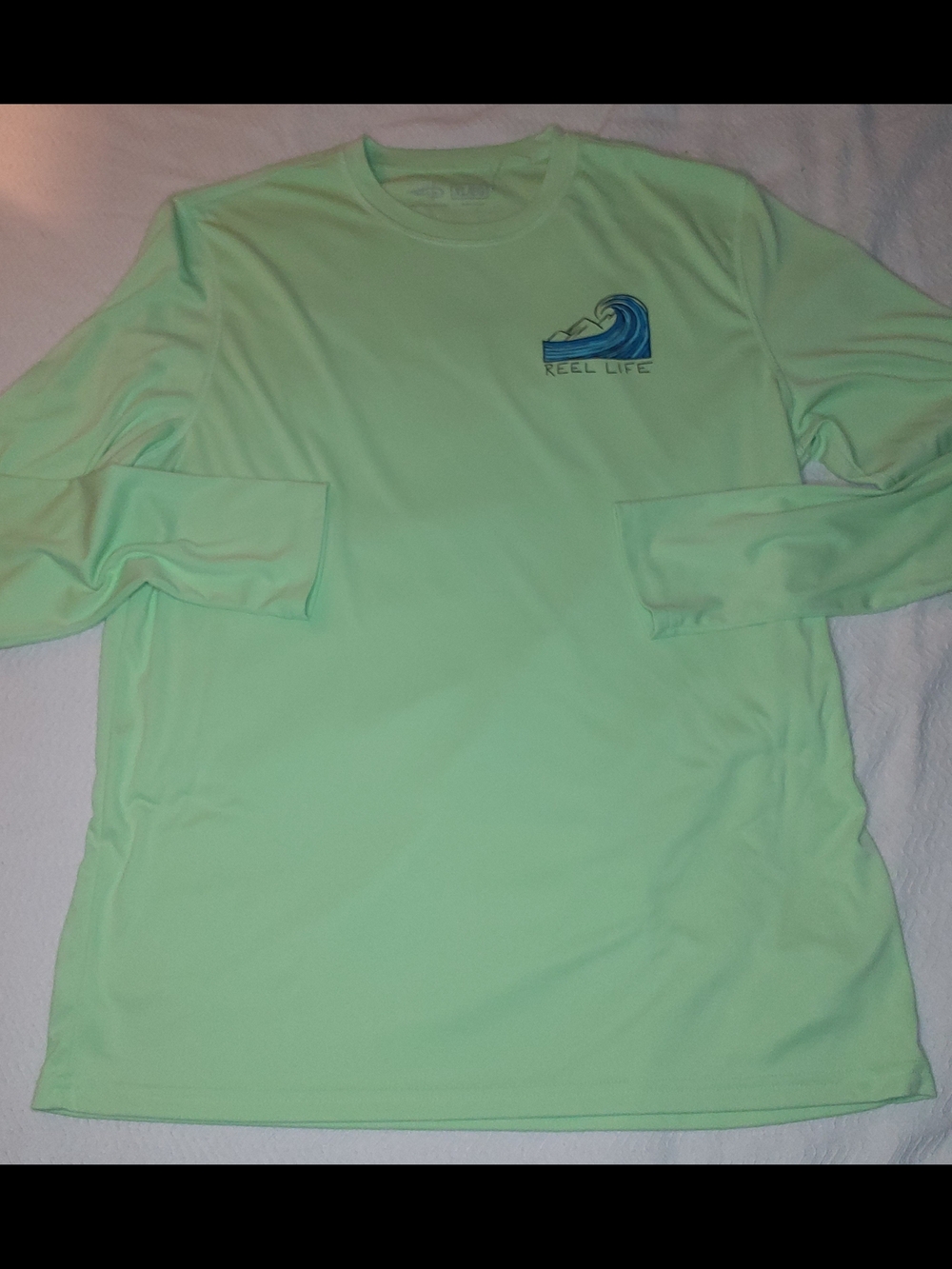 Reel Life Wave Green Long Sleeve Mt Ocean Sunset Beach Fishing Size XL